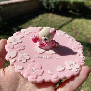 Starbucks Floral Pink Bear Coaster
